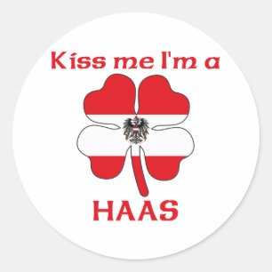 Gepersonaliseerde Oostenrijkse Kus Ik ben Haas Ronde Sticker