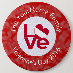 Gepersonaliseerde Oostenrijkse Rode Letter LOVE Vl Ronde Button 6,0 Cm