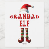 Gepersonaliseerde Opa Elf Kerst Wijn Label Etiket (Enkel label)