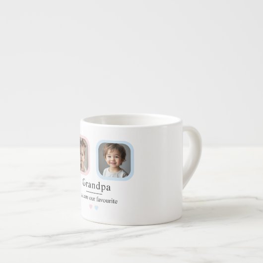 Gepersonaliseerde opa Espresso Cup met 1 kleinkind Espresso Kop (Voorkant rechts)