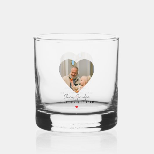 Gepersonaliseerde opa foto | Beste opa ooit Whisky Glas (Voorkant)