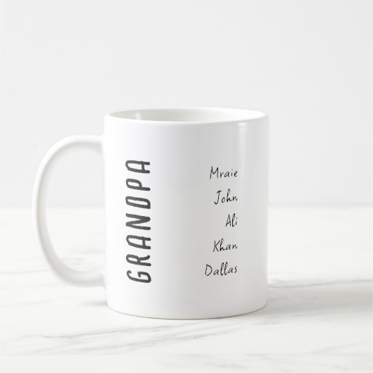 Gepersonaliseerde opa Mok met kleinkinderen Namen (Links)
