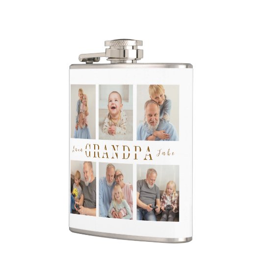 Gepersonaliseerde Opa Vinyl Wrapped Kolf Heupfles (Links)