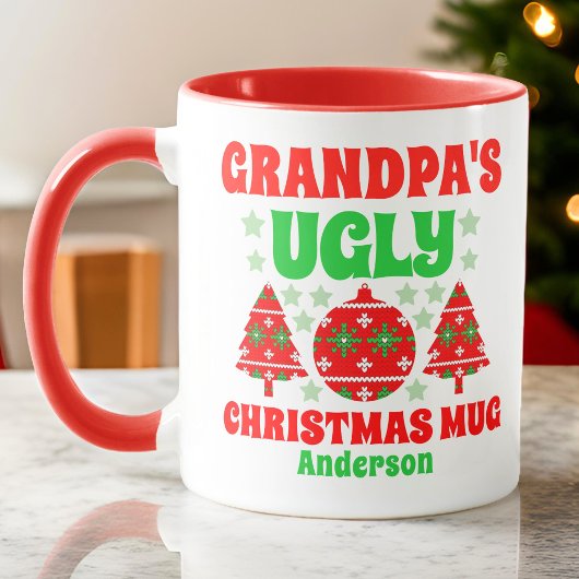 Gepersonaliseerde opa's lelijke kersttrui mok