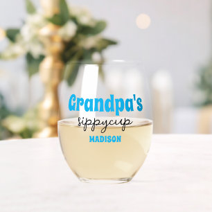 Gepersonaliseerde Opa's Sippy Cup Wijnglas Zonder Voet