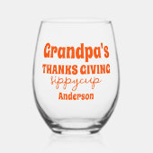 Gepersonaliseerde Opa's Thanksgiving Sippy Cup Wijnglas Zonder Voet (Voorkant)