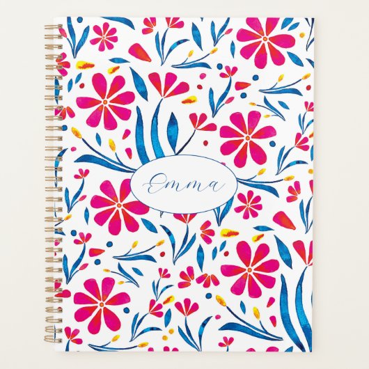 Gepersonaliseerde opbeurende bloemenpatroon planner (Voorkant)