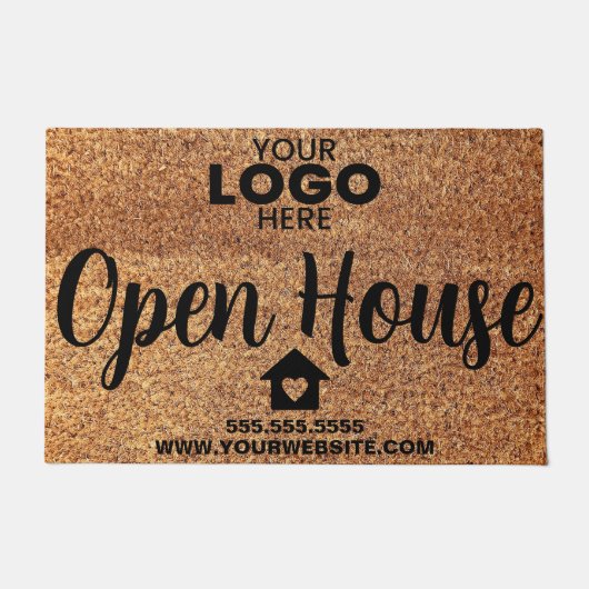 Gepersonaliseerde Open Huis Vastgoed Realtor Logo Deurmat (Voorkant)