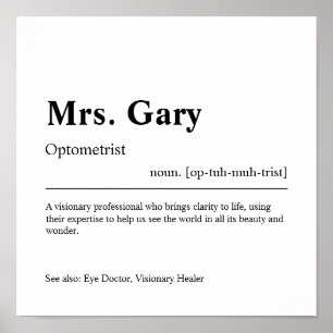Gepersonaliseerde optometrist Gift Poster
