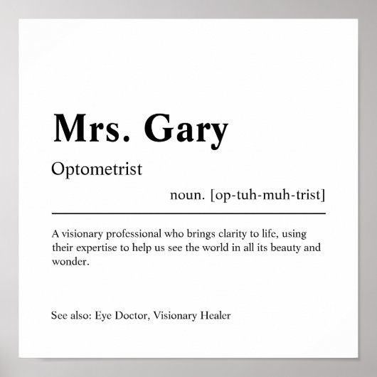 Gepersonaliseerde optometrist Gift Poster (Voorkant)