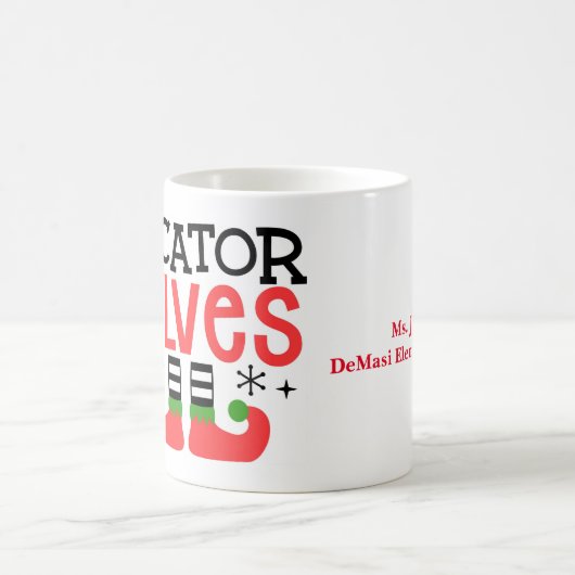 Gepersonaliseerde "Opvoeder van Elfen" Kerstleraar Koffiemok (Center)