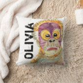 Gepersonaliseerde orang-oetan waterverf kunstkusse kussen (Deken)