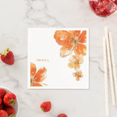 Gepersonaliseerde Oranje Bloemen Vrijgezellenfeest Servet (Insitu)