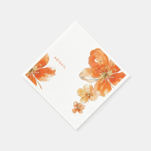 Gepersonaliseerde Oranje Bloemen Vrijgezellenfeest Servet (Hoek)