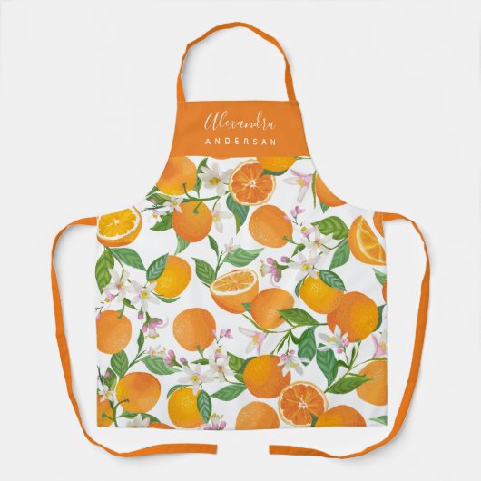 Gepersonaliseerde Oranje Citrus Pattern Schort (Voorkant)