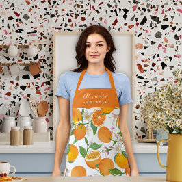 Gepersonaliseerde Oranje Citrus Pattern Schort