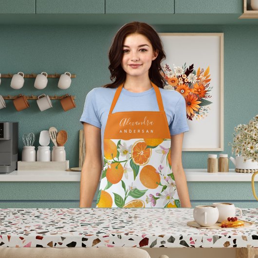 Gepersonaliseerde Oranje Citrus Pattern Schort