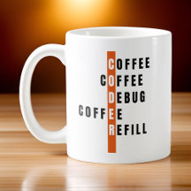 Gepersonaliseerde Oranje Coffee Debug Refill Coder