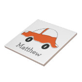 Gepersonaliseerde oranje doodle auto baby shower,  tegeltje (Zijkant)