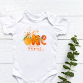 Gepersonaliseerde Oranje eerste verjaardagsoutfit Romper