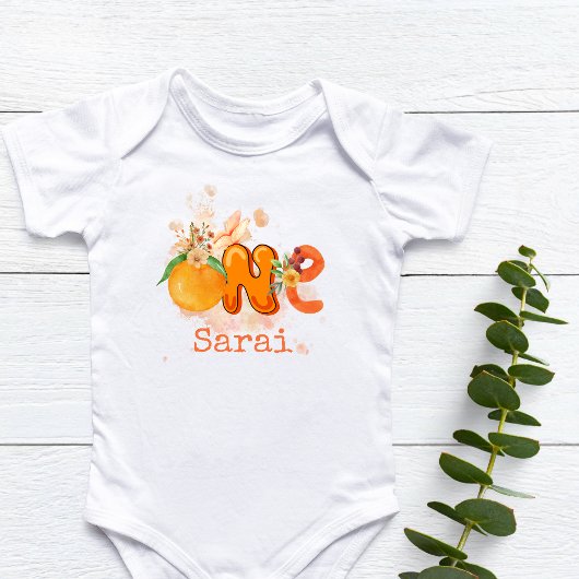 Gepersonaliseerde Oranje eerste verjaardagsoutfit Romper