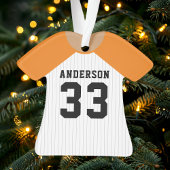 Gepersonaliseerde Oranje en witte honkbaltrui Ornament