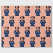 Gepersonaliseerde Oranje Fotocollage Kids Verjaard Cadeaupapier (Vlak)