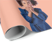 Gepersonaliseerde Oranje Fotocollage Kids Verjaard Cadeaupapier (Rol Hoek)