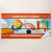 Gepersonaliseerde Oranje geometrische Abstract Strandlaken (Voorkant)