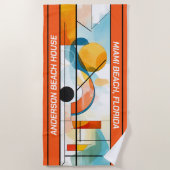 Gepersonaliseerde Oranje geometrische Abstract Strandlaken (Voorkant)