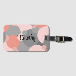 Gepersonaliseerde oranje-grijs moleculen bagagelab bagagelabel