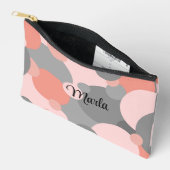 Gepersonaliseerde oranje-grijs moleculen toilettas etui (Open)