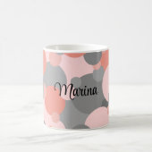 Gepersonaliseerde oranje-grijze moleculen koffiemok (Center)