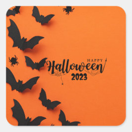 GEPERSONALISEERDE ORANJE HALLOWEEN VIERKANTE STICKER