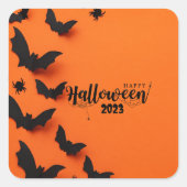 GEPERSONALISEERDE ORANJE HALLOWEEN VIERKANTE STICKER (Voorkant)