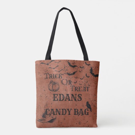 Gepersonaliseerde Oranje Kinder Trick or treat Sno Tote Bag (Achterkant)