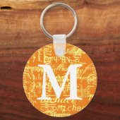 Gepersonaliseerde Oranje monogrammen Sleutelhanger (Achterkant)