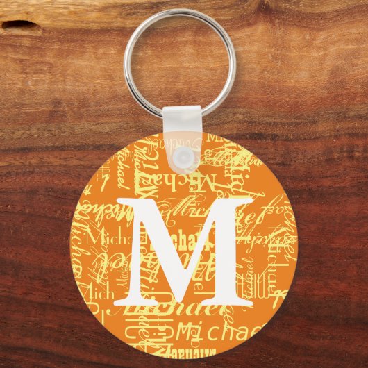 Gepersonaliseerde Oranje monogrammen Sleutelhanger (Voorkant)