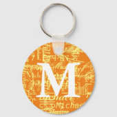 Gepersonaliseerde Oranje monogrammen Sleutelhanger (Achterkant)