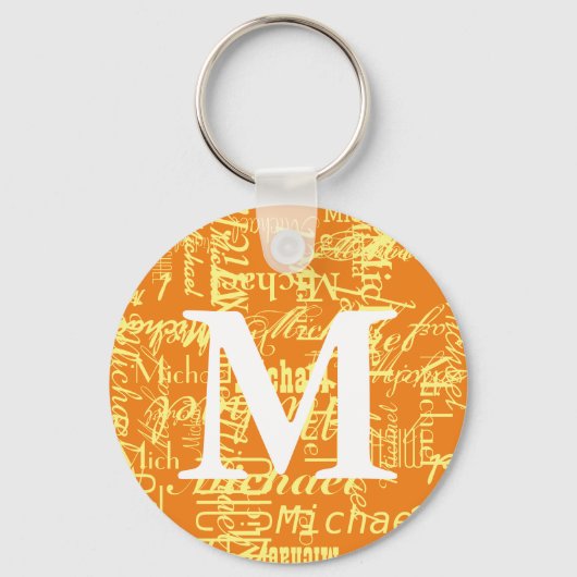 Gepersonaliseerde Oranje monogrammen Sleutelhanger (Achterkant)