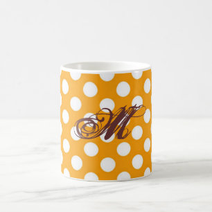 Gepersonaliseerde Oranje Polka Dot Koffiemok