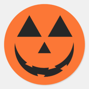 GEPERSONALISEERDE ORANJE POMPOEN GEZICHT HALLOWEEN RONDE STICKER