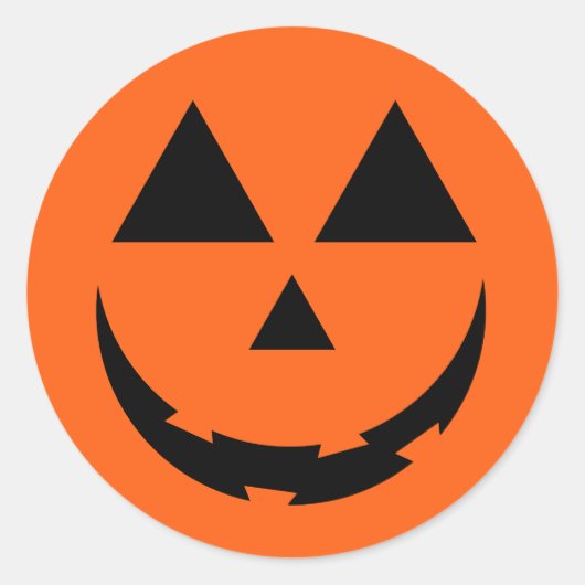 GEPERSONALISEERDE ORANJE POMPOEN GEZICHT HALLOWEEN RONDE STICKER (Voorkant)