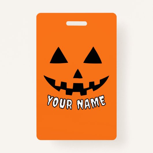Gepersonaliseerde Oranje pompoen Halloween Jouw na Badge (Voorkant)