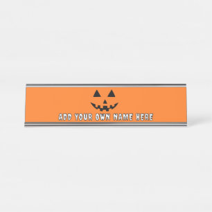Gepersonaliseerde Oranje pompoen Halloween Jouw na Bureau Naambordje