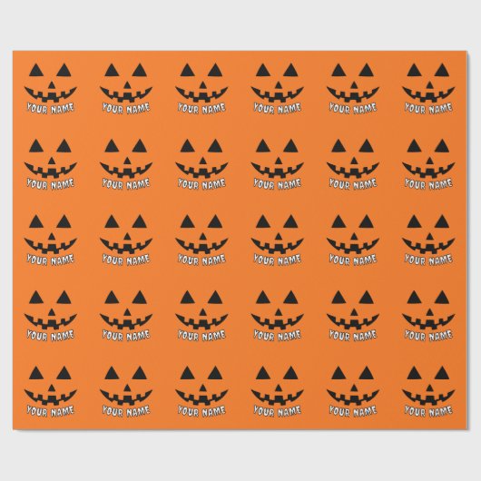 Gepersonaliseerde Oranje pompoen Halloween Jouw na Cadeaupapier (Vlak)