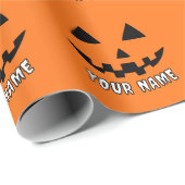 Gepersonaliseerde Oranje pompoen Halloween Jouw na Cadeaupapier (Rol Hoek)