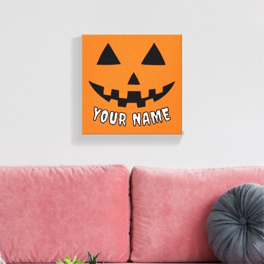 Gepersonaliseerde Oranje pompoen Halloween Jouw na Canvas Afdruk (Insitu (Woonkamer))