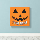 Gepersonaliseerde Oranje pompoen Halloween Jouw na Canvas Afdruk (Insitu (Houten vloer))