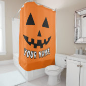 Gepersonaliseerde Oranje pompoen Halloween Jouw na Douchegordijn (In situ)